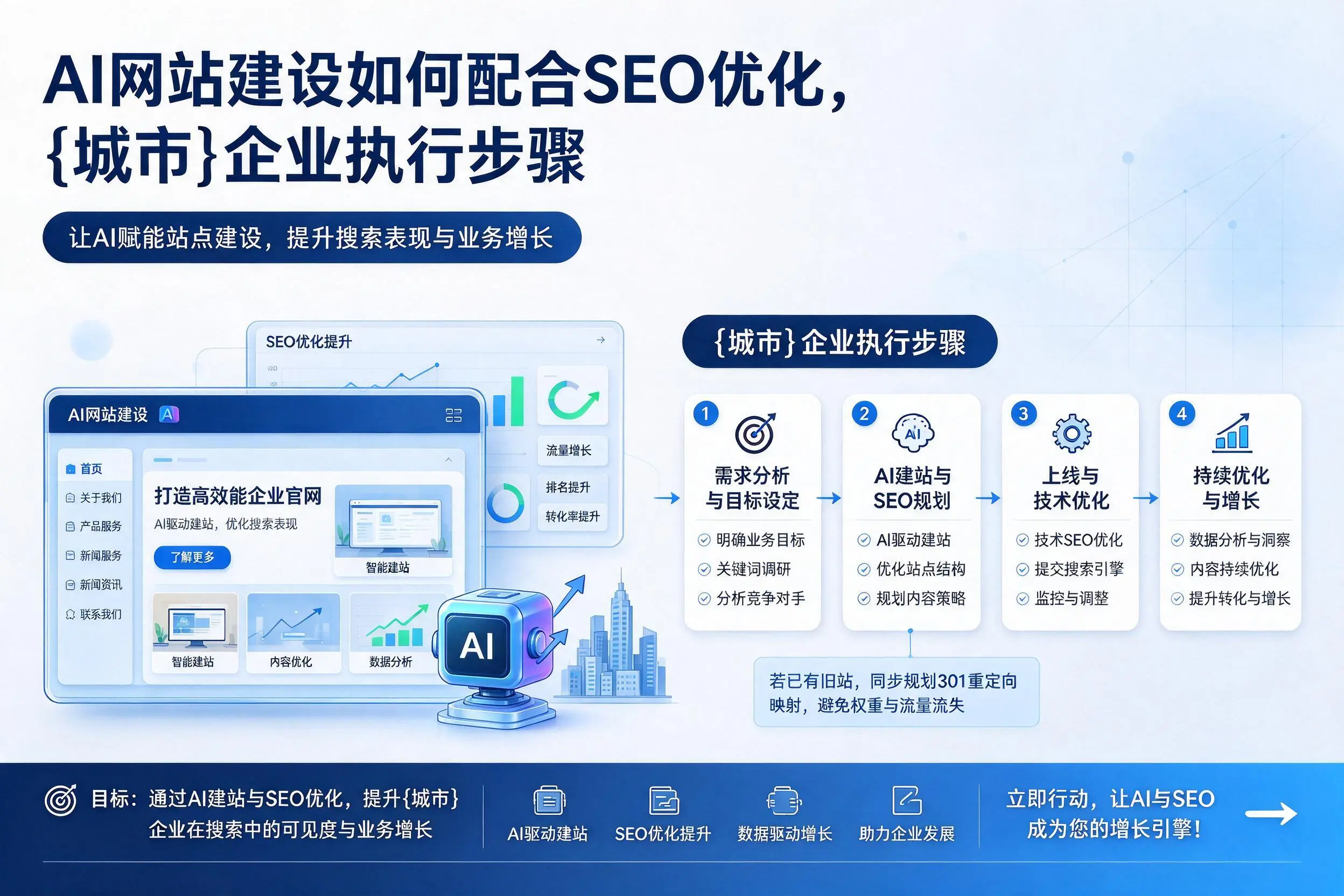 AI网站建设如何配合SEO优化,遂宁企业执行步骤