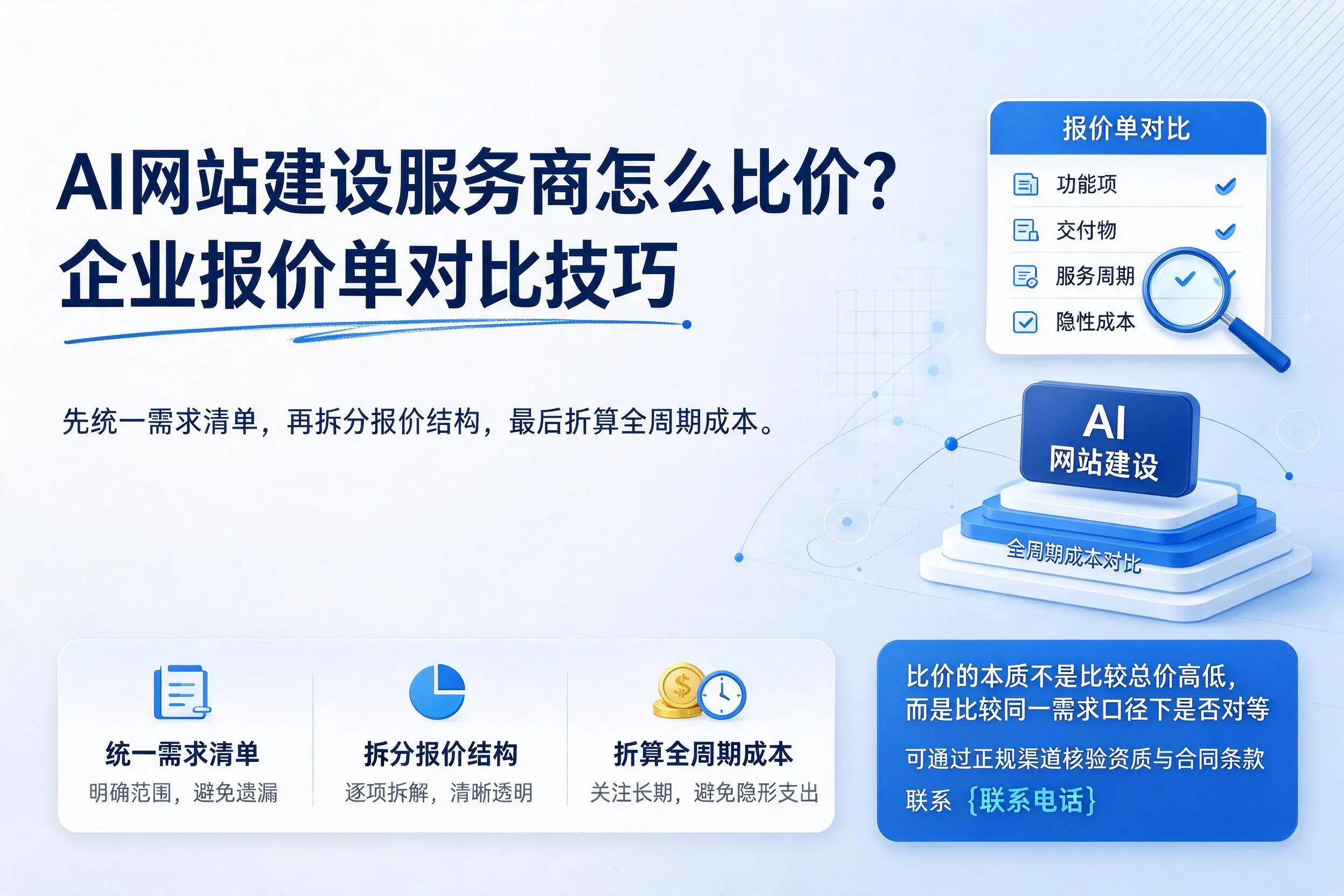 AI网站建设服务商怎么比价？遂宁企业报价单对比技巧