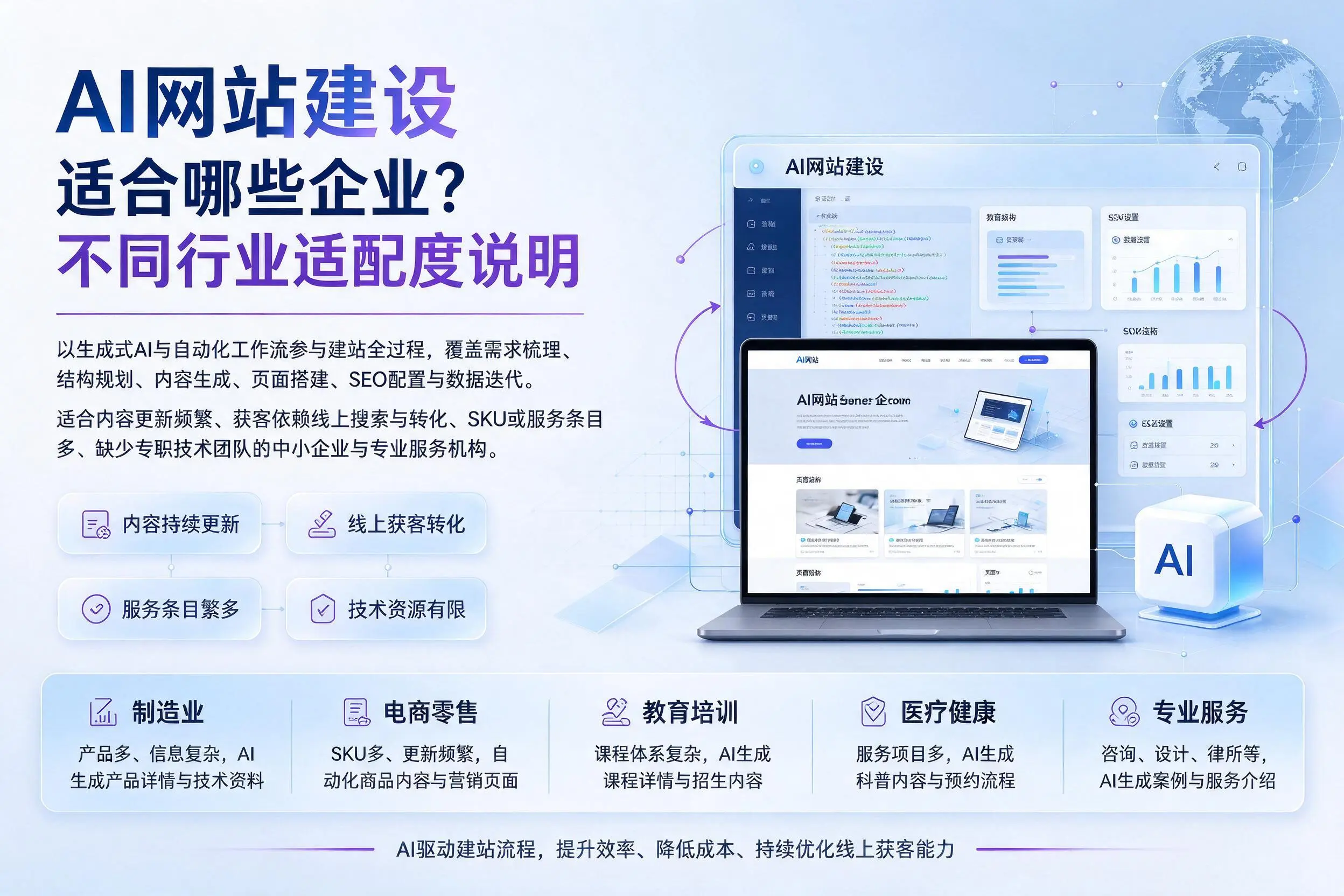 AI网站建设适合哪些企业？遂宁不同行业适配度说明